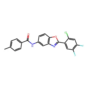 N-[2-(2-chloro-4,5-difluorophenyl)-1,3-benzoxazol-5-yl]-4-methylbenzamide structure