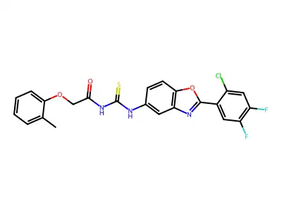 Acetamide, N-[[[2-(2-chloro-4,5-difluorophenyl)-5-benzoxazolyl]amino]thioxomethyl]-2-(2-methylphenoxy)- structure