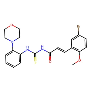 (E)-3-(5-bromo-2-methoxyphenyl)-N-[(2-morpholin-4-ylphenyl)carbamothioyl]prop-2-enamide structure
