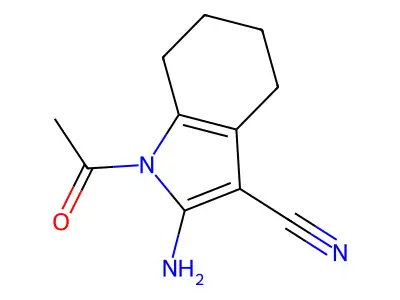 1-acetyl-2-amino-4,5,6,7-tetrahydro-1H-indole-3-carbonitrile structure