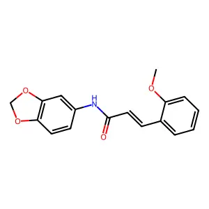 (E)-N-(1,3-benzodioxol-5-yl)-3-(2-methoxyphenyl)prop-2-enamide structure