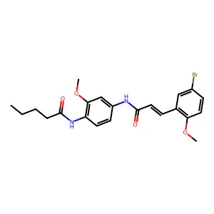 N-[4-[[(E)-3-(5-bromo-2-methoxyphenyl)prop-2-enoyl]amino]-2-methoxyphenyl]pentanamide structure