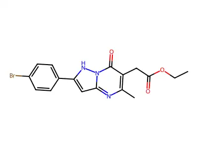 Ethyl [2-(4-bromophenyl)-7-hydroxy-5-methylpyrazolo[1,5-a]pyrimidin-6-yl]acetate structure