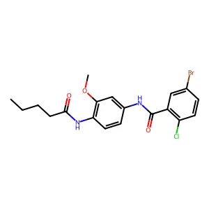 5-bromo-2-chloro-N-[3-methoxy-4-(pentanoylamino)phenyl]benzamide structure