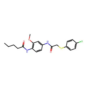 N-[4-({[(4-chlorophenyl)sulfanyl]acetyl}amino)-2-methoxyphenyl]pentanamide structure