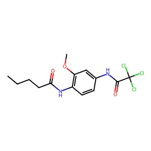 N-[2-methoxy-4-[(2,2,2-trichloroacetyl)amino]phenyl]pentanamide structure