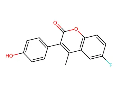 6-Fluoro-3-(4-hydroxyphenyl)-4-methylcoumarin structure