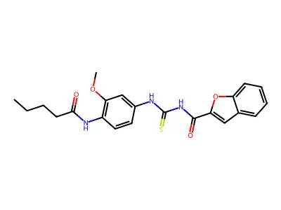 N-[[3-methoxy-4-(pentanoylamino)phenyl]carbamothioyl]-1-benzofuran-2-carboxamide structure