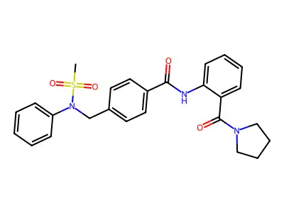 4-[(N-methylsulfonylanilino)methyl]-N-[2-(pyrrolidine-1-carbonyl)phenyl]benzamide structure