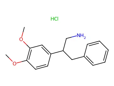 2-(3,4-Dimethoxyphenyl)-3-phenylpropan-1-amine;hydrochloride structure