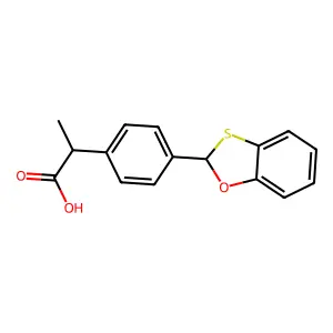 Benzeneacetic acid, 4-(1,3-benzoxathiol-2-yl)-alpha-methyl- structure