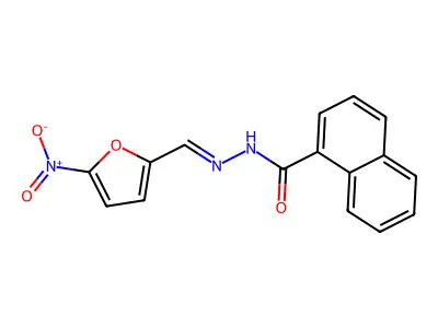 N-[(E)-(5-nitrofuran-2-yl)methylideneamino]naphthalene-1-carboxamide structure