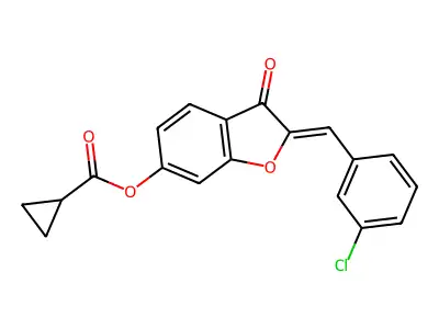 2-[(3-Chlorophenyl)methylidene]-3-oxo-2,3-dihydro-1-benzofuran-6-yl cyclopropanecarboxylate structure