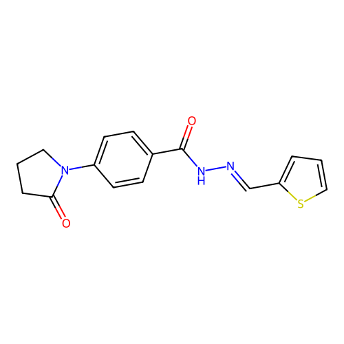 4-(2-oxopyrrolidin-1-yl)-N-[(E)-thiophen-2-ylmethylideneamino]benzamide structure