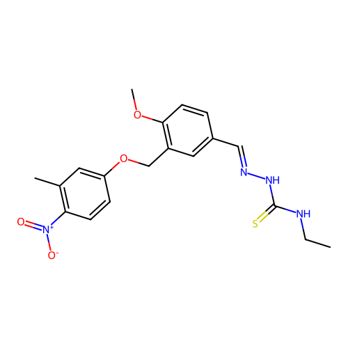 (2E)-N-ethyl-2-{4-methoxy-3-[(3-methyl-4-nitrophenoxy)methyl]benzylidene}hydrazinecarbothioamide structure