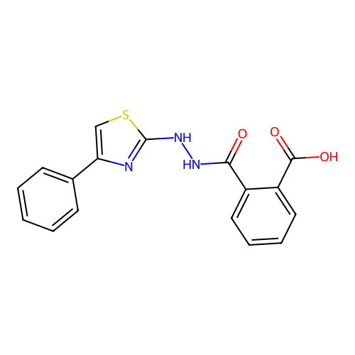 2-{[2-(4-Phenyl-1,3-thiazol-2-yl)hydrazinyl]carbonyl}benzoic acid structure