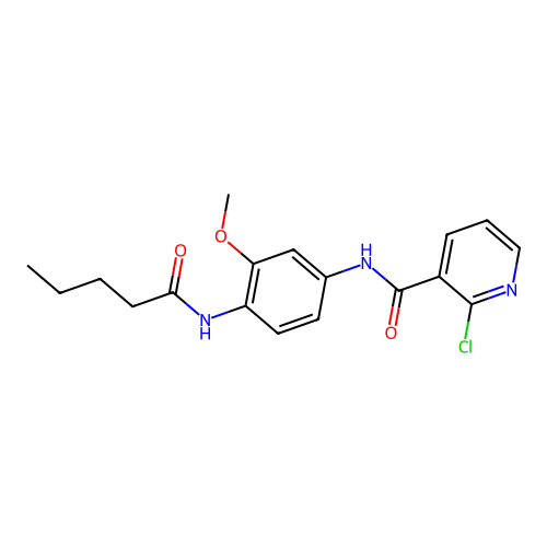 2-chloro-N-[3-methoxy-4-(pentanoylamino)phenyl]pyridine-3-carboxamide structure