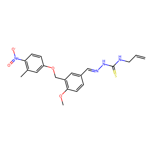 (2E)-2-{4-methoxy-3-[(3-methyl-4-nitrophenoxy)methyl]benzylidene}-N-(prop-2-en-1-yl)hydrazinecarbothioamide structure