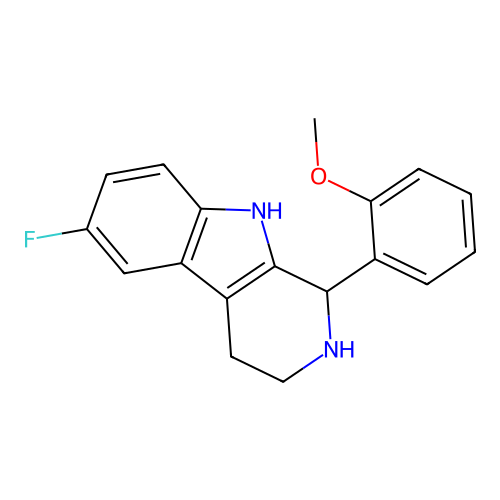 6-fluoro-1-(2-methoxyphenyl)-2,3,4,9-tetrahydro-1H-pyrido[3,4-b]indole structure
