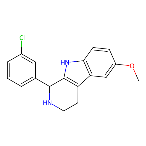 1-(3-chlorophenyl)-6-methoxy-2,3,4,9-tetrahydro-1H-pyrido[3,4-b]indole structure