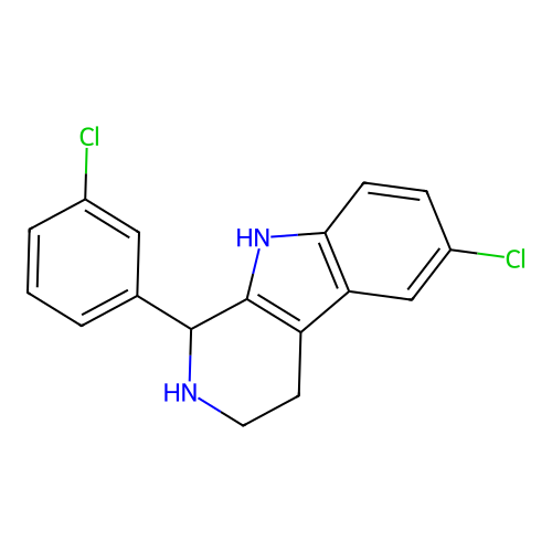 6-chloro-1-(3-chlorophenyl)-2,3,4,9-tetrahydro-1H-pyrido[3,4-b]indole structure