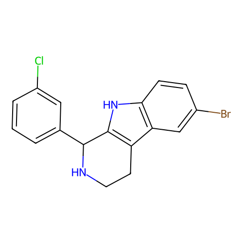 6-bromo-1-(3-chlorophenyl)-2,3,4,9-tetrahydro-1H-pyrido[3,4-b]indole structure