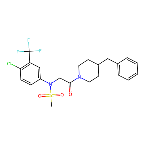 N-[2-(4-benzylpiperidin-1-yl)-2-oxoethyl]-N-[4-chloro-3-(trifluoromethyl)phenyl]methanesulfonamide structure