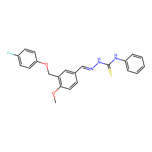 (2E)-2-{3-[(4-fluorophenoxy)methyl]-4-methoxybenzylidene}-N-phenylhydrazinecarbothioamide structure
