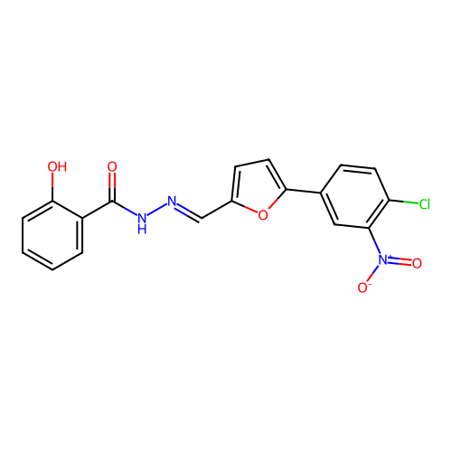 (E)-N'-((5-(4-chloro-3-nitrophenyl)furan-2-yl)methylene)-2-hydroxybenzohydrazide structure