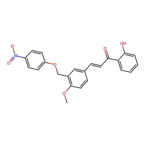 (E)-1-(2-hydroxyphenyl)-3-[4-methoxy-3-[(4-nitrophenoxy)methyl]phenyl]prop-2-en-1-one structure