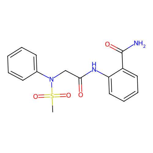 2-{[N-(methylsulfonyl)-N-phenylglycyl]amino}benzamide structure