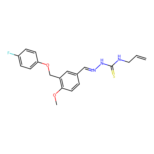 (E)-N-allyl-2-(3-((4-fluorophenoxy)methyl)-4-methoxybenzylidene)hydrazinecarbothioamide structure