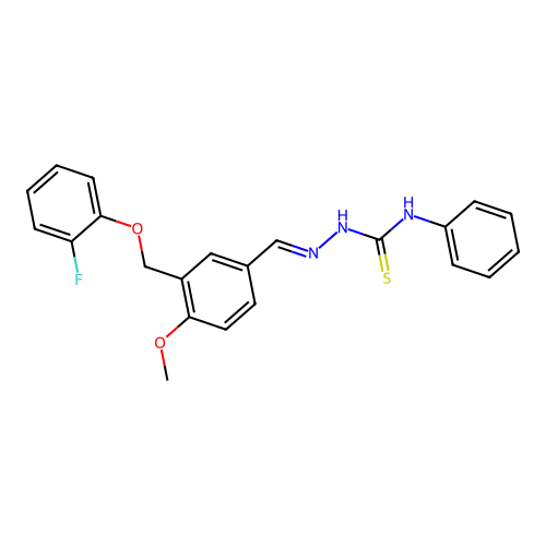 (2E)-2-{3-[(2-fluorophenoxy)methyl]-4-methoxybenzylidene}-N-phenylhydrazinecarbothioamide structure