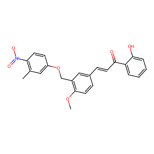 (E)-1-(2-hydroxyphenyl)-3-[4-methoxy-3-[(3-methyl-4-nitrophenoxy)methyl]phenyl]prop-2-en-1-one structure