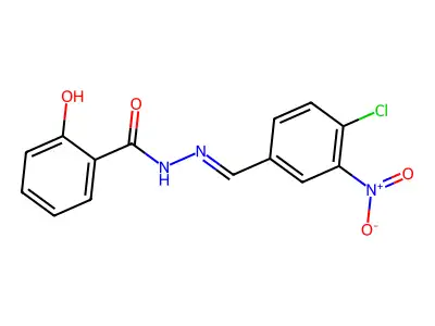 N-[(4-chloro-3-nitrophenyl)methylideneamino]-2-hydroxybenzamide structure
