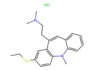 5H-Dibenz(b,f)azepine, 10-(2-(dimethylamino)ethyl)-8-(ethylthio)-5-methyl-, hydrochloride structure