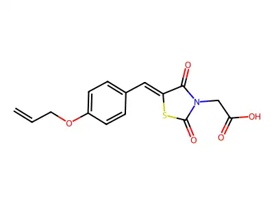 [2,4-Dioxo-5-({4-[(prop-2-en-1-yl)oxy]phenyl}methylidene)-1,3-thiazolidin-3-yl]acetic acid structure