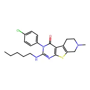 3-(4-Chlorophenyl)-7-methyl-2-(pentylamino)-5,6,7,8-tetrahydropyrido[4',3':4,5]thieno[2,3-d]pyrimidin-4(3H)-one structure