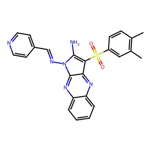 3-(3,4-dimethylphenyl)sulfonyl-1-(pyridin-4-ylmethylideneamino)pyrrolo[3,2-b]quinoxalin-2-amine structure