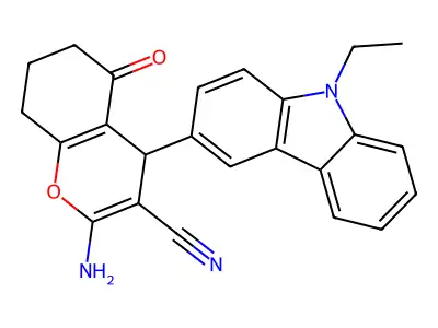 2-Amino-4-(9-ethylcarbazol-3-yl)-5-oxo-4,6,7,8-tetrahydrochromene-3-carbonitrile structure
