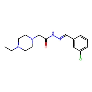N-[(3-chlorophenyl)methylideneamino]-2-(4-ethylpiperazin-1-yl)acetamide structure