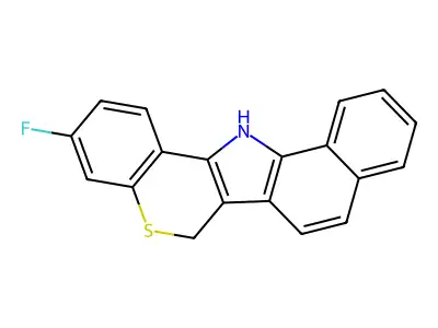 Benzo(e)(1)benzothiopyrano(4,3-b)indole, 6,13-dihydro-3-fluoro- structure
