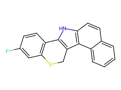 Benzo(g)(1)benzothiopyrano(4,3-b)indole, 6,13-dihydro-4-fluoro- structure