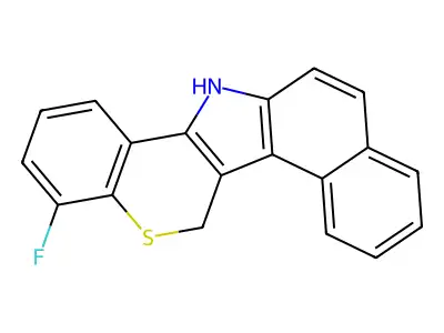 Benzo(e)(1)benzothiopyrano(4,3-b)indole, 6,13-dihydro-4-fluoro- structure