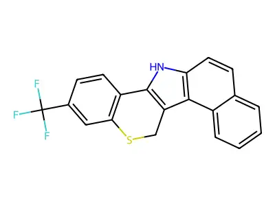 Benzo(e)(1)benzothiopyrano(4,3-b)indole, 6,13-dihydro-3-(trifluoromethyl)- structure