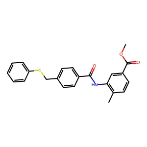 Methyl 4-methyl-3-[({4-[(phenylsulfanyl)methyl]phenyl}carbonyl)amino]benzoate structure