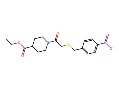Ethyl 1-{[(4-nitrobenzyl)sulfanyl]acetyl}piperidine-4-carboxylate structure