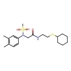 N-(2-cyclohexylsulfanylethyl)-2-(3,4-dimethyl-N-methylsulfonylanilino)acetamide structure