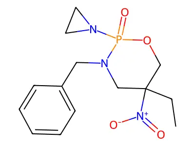 2-(1-Aziridinyl)-3-benzyl-5-ethyl-5-nitrotetrahydro-2H-1,3,2-oxazaphosphorine 2-oxide structure