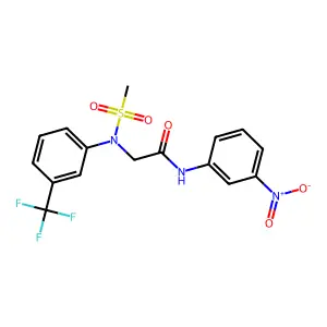 2-[N-methylsulfonyl-3-(trifluoromethyl)anilino]-N-(3-nitrophenyl)acetamide structure